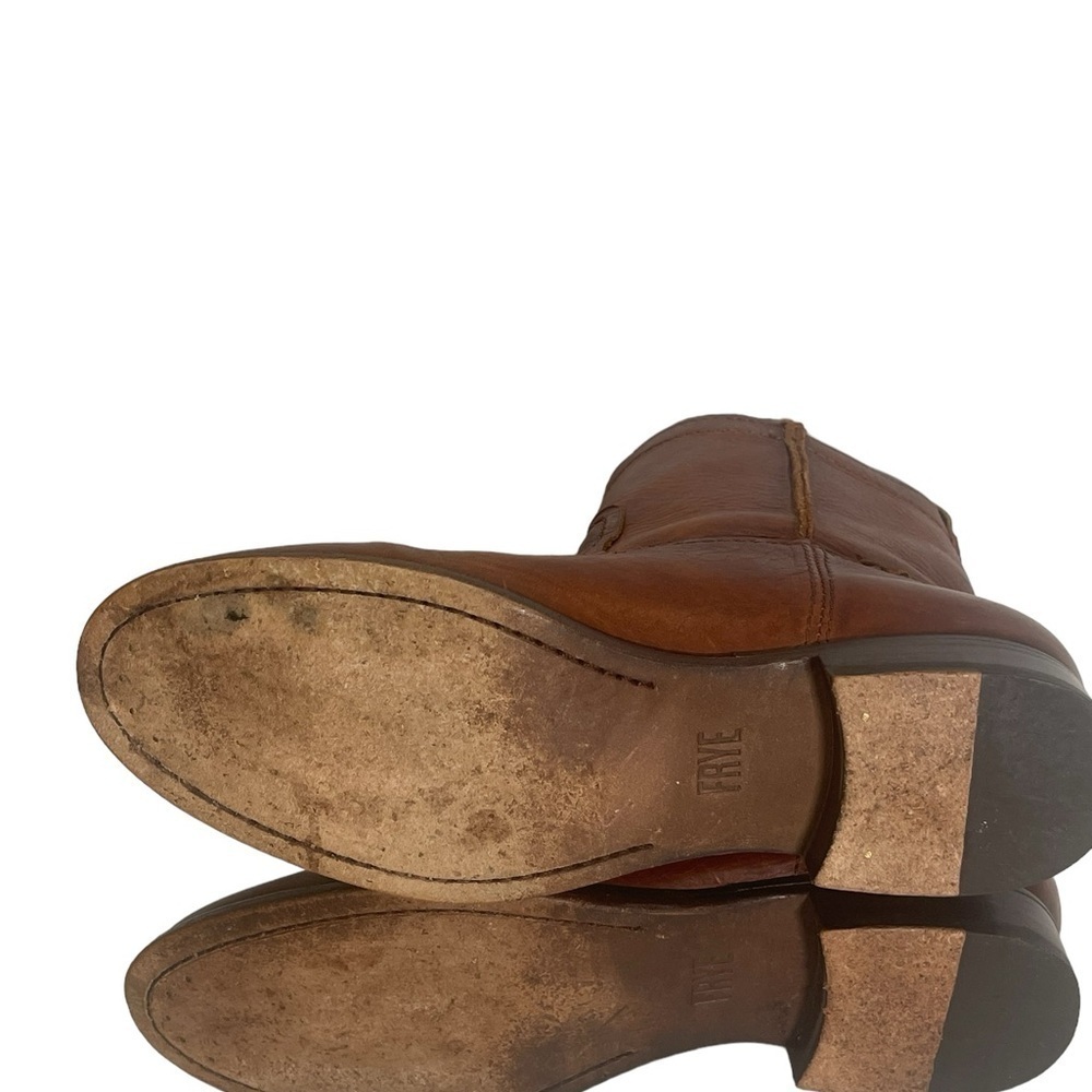 Frye Cara Short Women's Cognac Brown Leather Ankle Boot Pull On Size 8 B - Picture 10 of 14